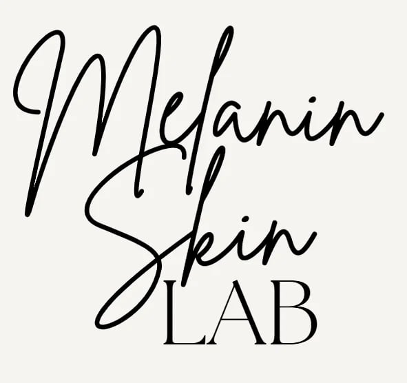 Melanin Skin Lab logo with handwritten cursive text on light background